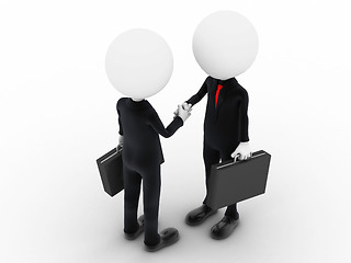 Image showing 3d business people shaking hands over a deal