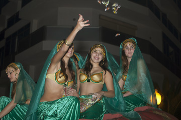 Image showing LANZAROTE-JANUARY 5: Happy young costumed girls during the caval