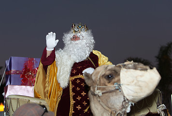 Image showing LANZAROTE - JANUARY 5: Melchior King in the Big parade of the Bi