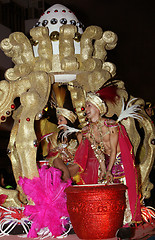 Image showing LANZAROTE-JANUARY 5: Happy young costumed people during the cava