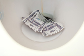 Image showing Fake Money in Water Closet