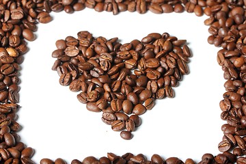 Image showing heart coffee with a frame