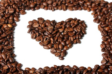 Image showing heart coffee with a frame