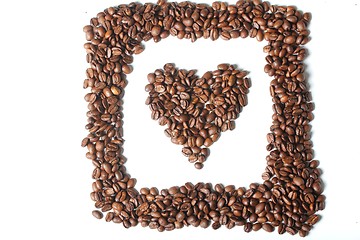 Image showing heart coffee with a frame