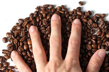 Image showing coffe beans and finger