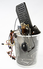 Image showing Computer trash in wastebasket