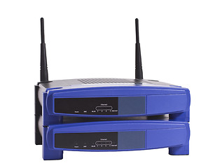 Image showing stacked network routers