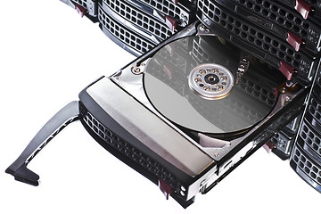 Image showing open hard disk in hot swap frame