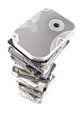 Image showing Stack of hard drive with copy space