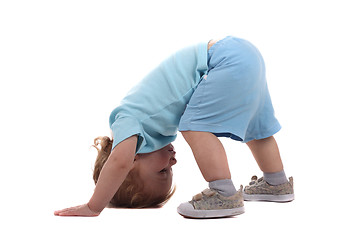 Image showing Little boy upside-down