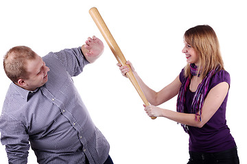 Image showing Young man and girl joking