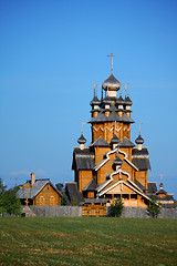 Image showing Wooden church in a village