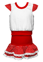 Image showing Old-fashioned red dress with polka dots for girls