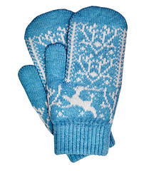 Image showing Old-fashioned knitted mittens