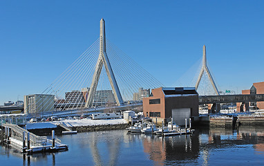 Image showing Boston harbour in sunny ambiance