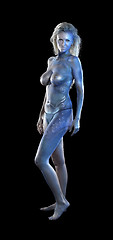 Image showing blue bodypainted woman