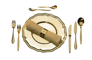 Image showing golden place setting