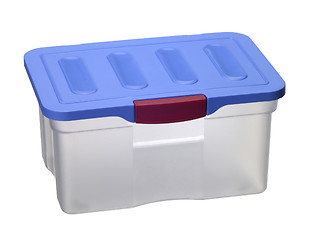 Image showing translucent plastic box with blue top