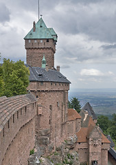 Image showing Haut-Koenigsbourg Castle in stormy ambiance