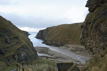 Image showing rocky seaside scenery with stairs