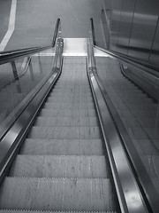 Image showing high angle view of a escalator