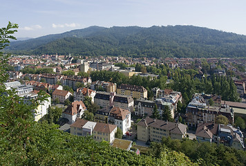 Image showing aerial view of Freiburg im Breisgau in sunny ambiance