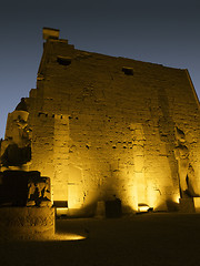 Image showing yellow illuminated Luxor Temple detail