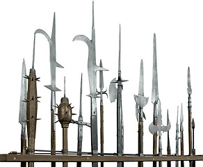 Image showing halberds in white back