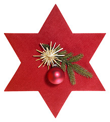 Image showing red star with christmas decoration