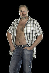 Image showing man posing with open shirt