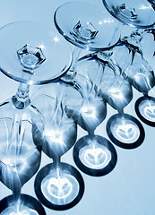 Image showing Abstract wine glasses in blue