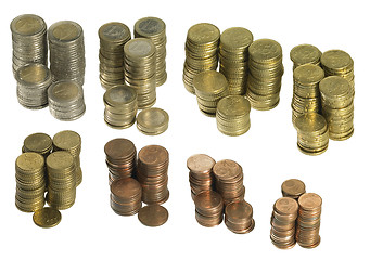 Image showing stacked euro coins