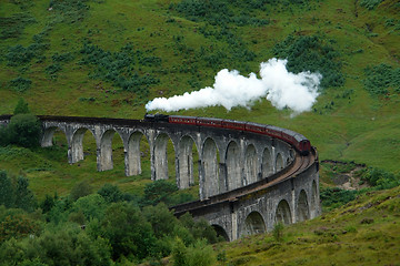 Image showing Glenfinnan Viaduct with steamtrain