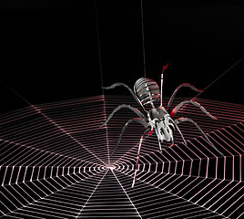 Image showing metal spider and spiderweb