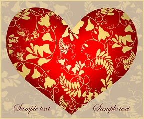 Image showing Decorative heart. Hand drawn valentines day greeting card. Illustration lace.