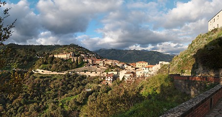 Image showing Medieval village of Savoca in Sicily, Italy, at sunset