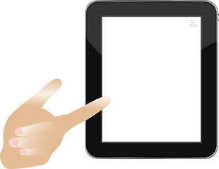 Image showing digital tablet in hands over white background