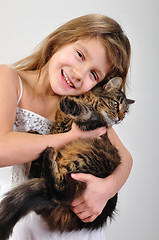 Image showing little girl with her pet