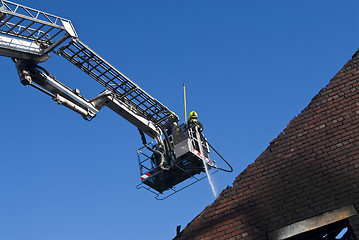 Image showing Firemen in aerial platform