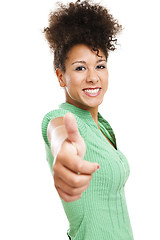 Image showing Beautiful woman with thumbs up