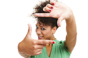 Image showing Woman making a frame with fingers