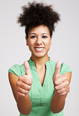 Image showing Beautiful woman with thumbs up