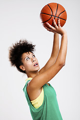 Image showing Beautiful woman with basketball