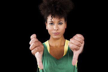 Image showing Woman with thumbs down