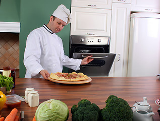 Image showing Chef and pizza