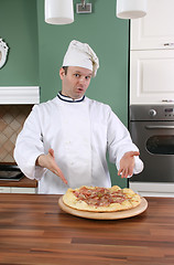 Image showing Chef and pizza