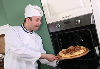 Image showing Chef and pizza