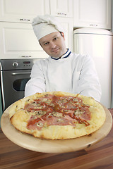 Image showing Chef and pizza