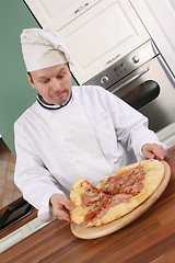 Image showing Chef and pizza