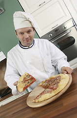 Image showing Chef and pizza